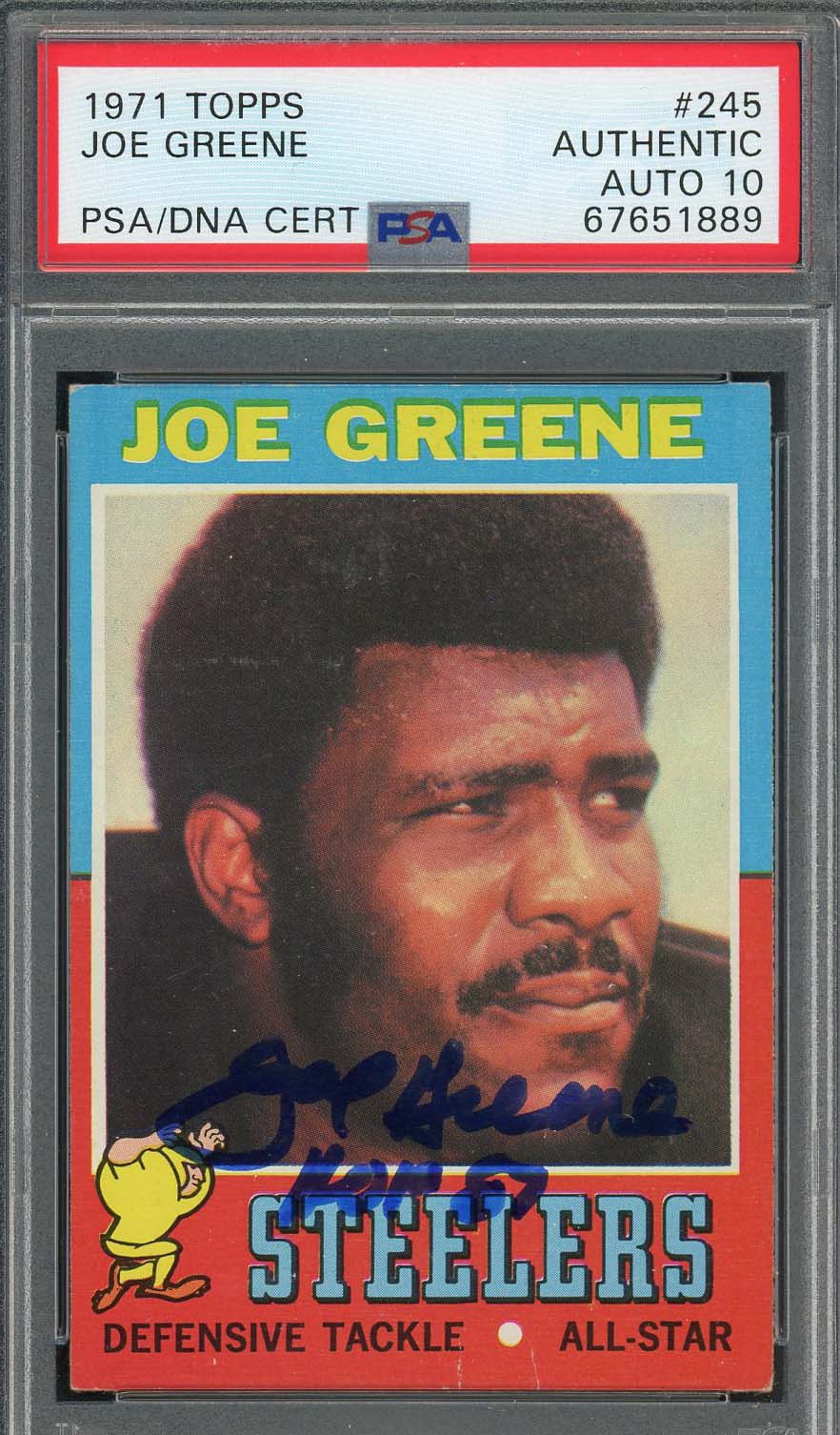 Joe Greene 1971 Topps Football Signed Rookie Card #245 Auto PSA 10 67651889
