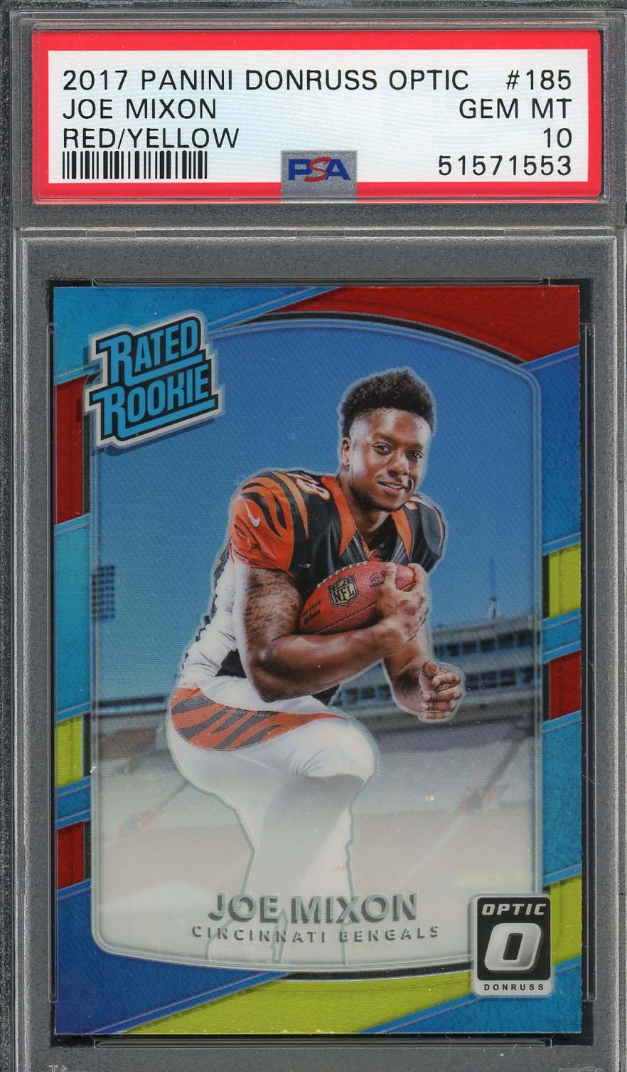 Joe Mixon 2017 Panini Donruss Optic Red Yellow Rookie Card #185 PSA 10 Joe Mixon 2017 Panini Donruss Optic Red Yellow Rookie Card #185 PSA 10