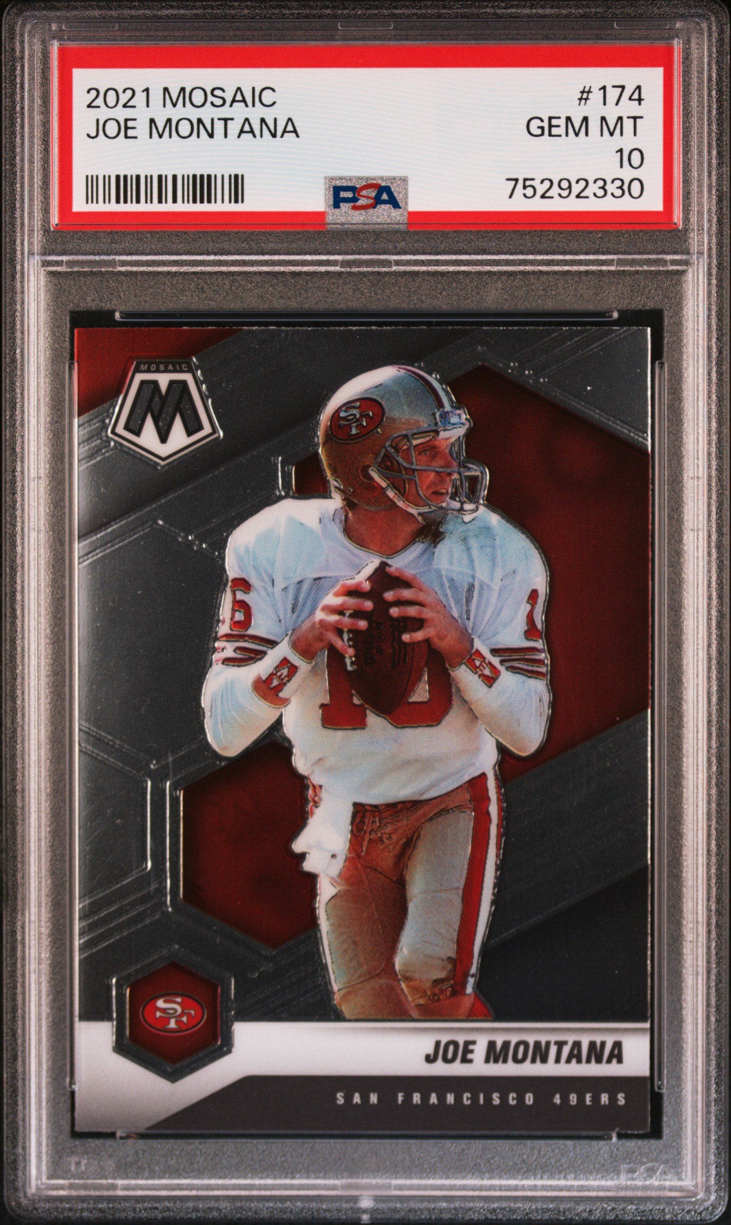Joe Montana 2021 Panini Mosaic Football Card #174 Graded PSA 10