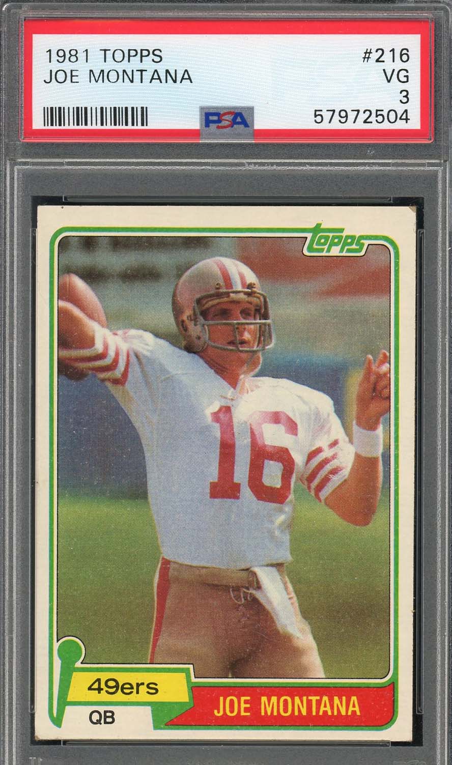 Joe Montana 1981 Topps Football Rookie Card RC #216 Graded PSA 3