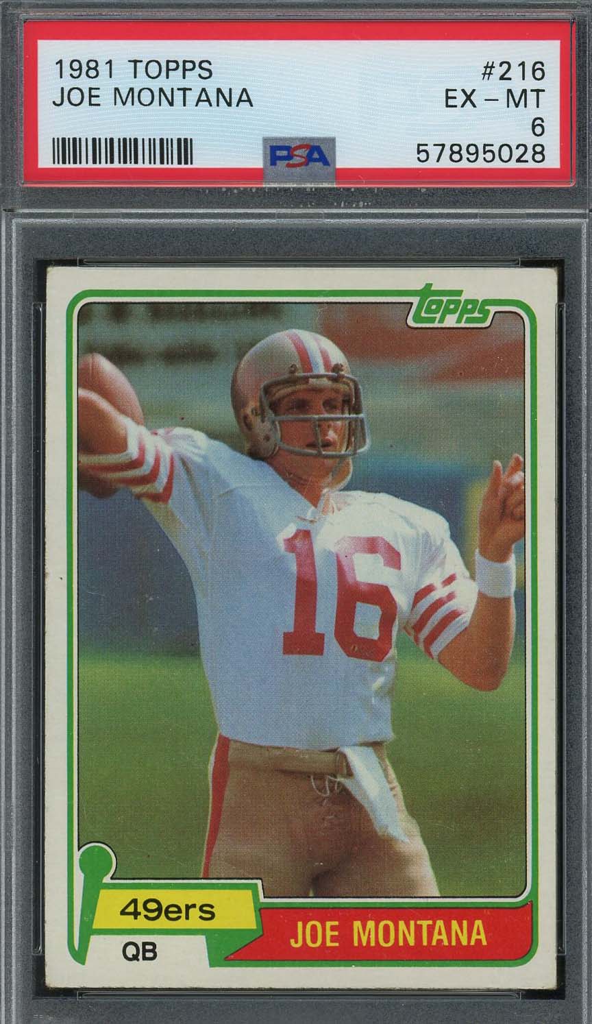 Joe Montana 1981 Topps Football Rookie Card #216 Graded PSA 6