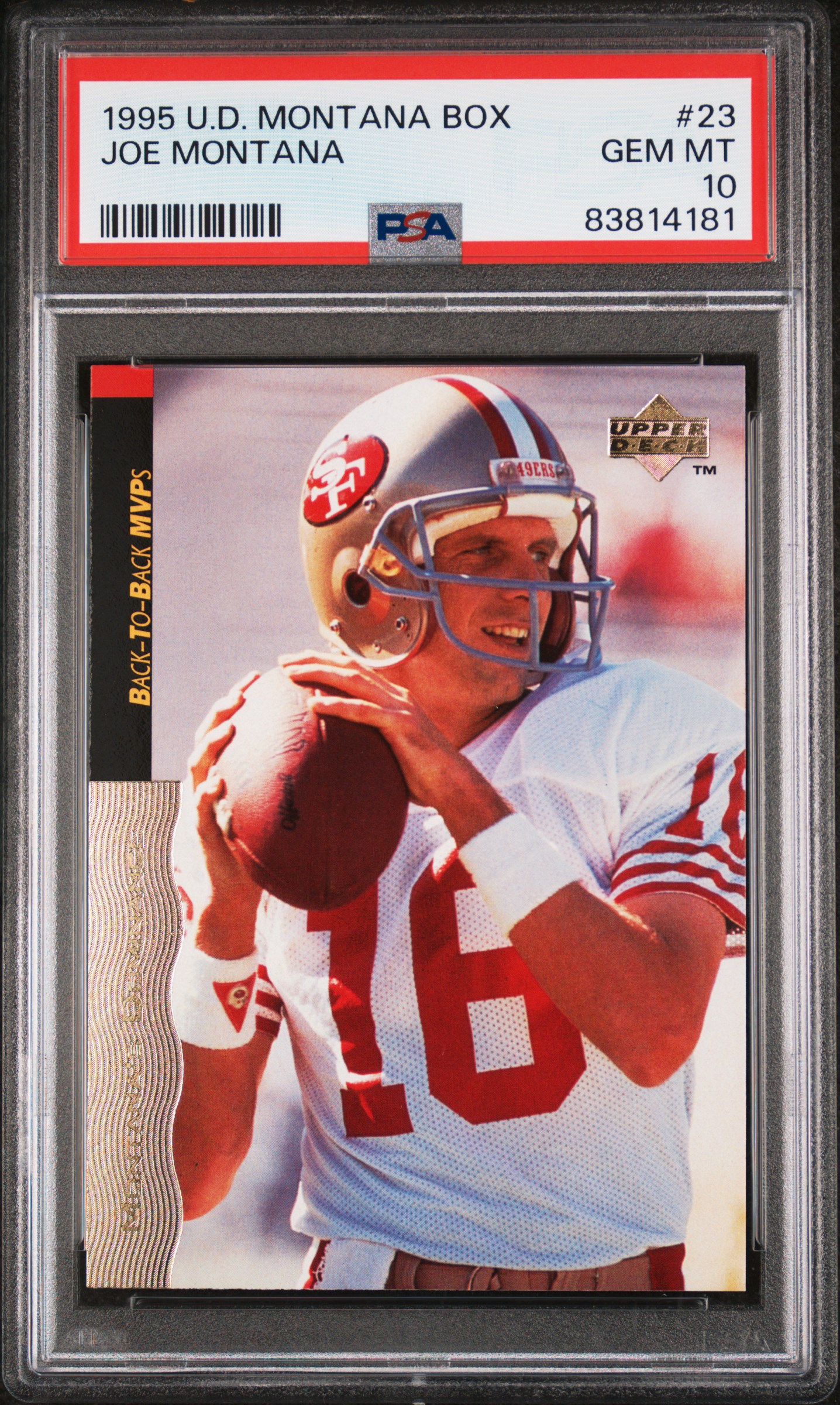 Joe Montana 1995 Upper Deck Montana Box Football Card #23 Graded PSA 10