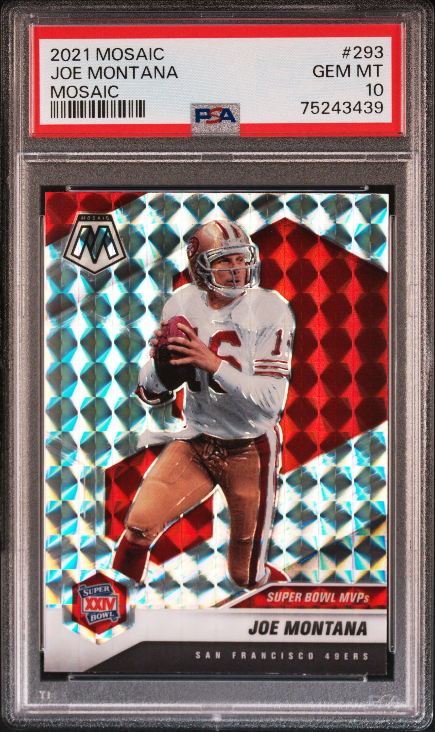 Joe Montana 2021 Panini Mosaic Silver Prizm Football Card #293 Graded PSA 10
