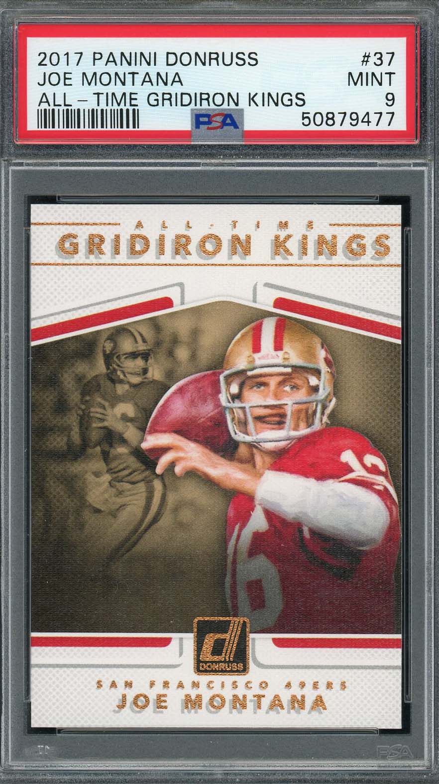 Joe Montana 2017 Panini Donruss All Time Gridiron Kings Football Card #37 PSA 9 Joe Montana 2017 Panini Donruss All Time Gridiron Kings Football Card #37 PSA 9
