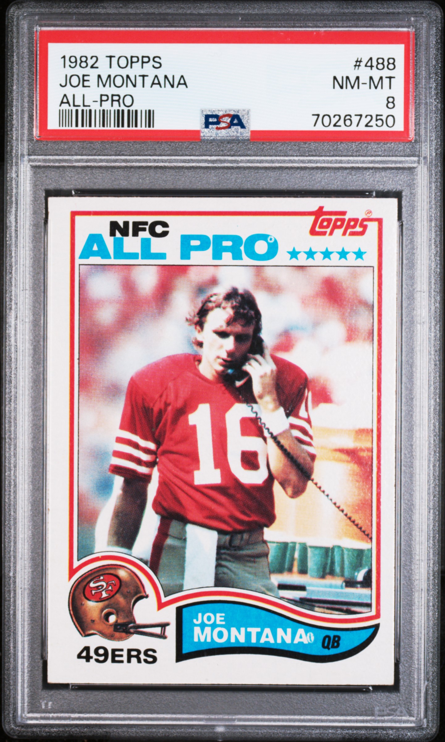 Joe Montana 1982 Topps All-Pro Football Card #488 Graded PSA 8