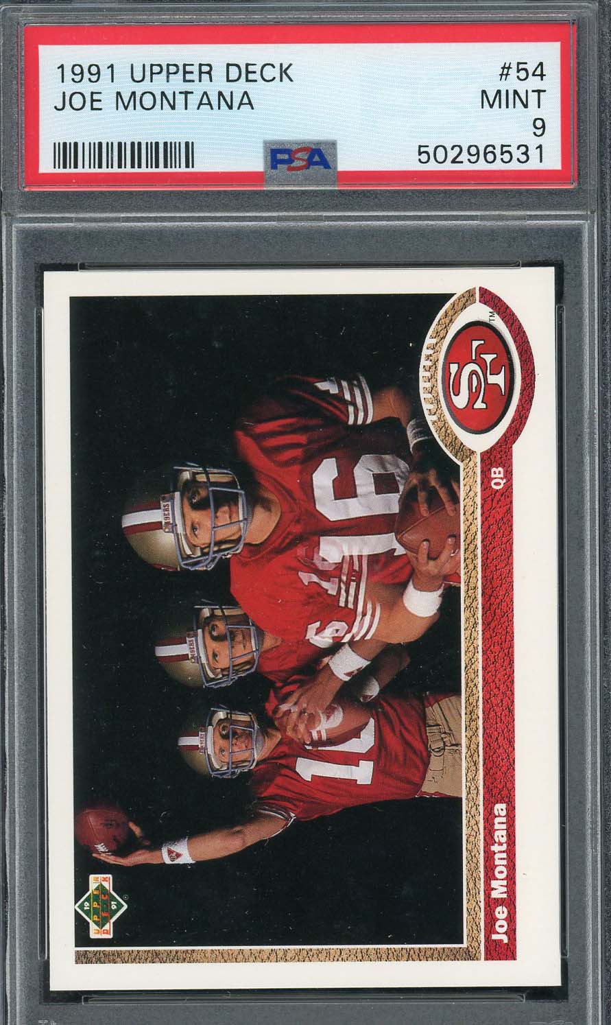 Joe Montana 1991 Upper Deck Football Card #54 Graded PSA 9