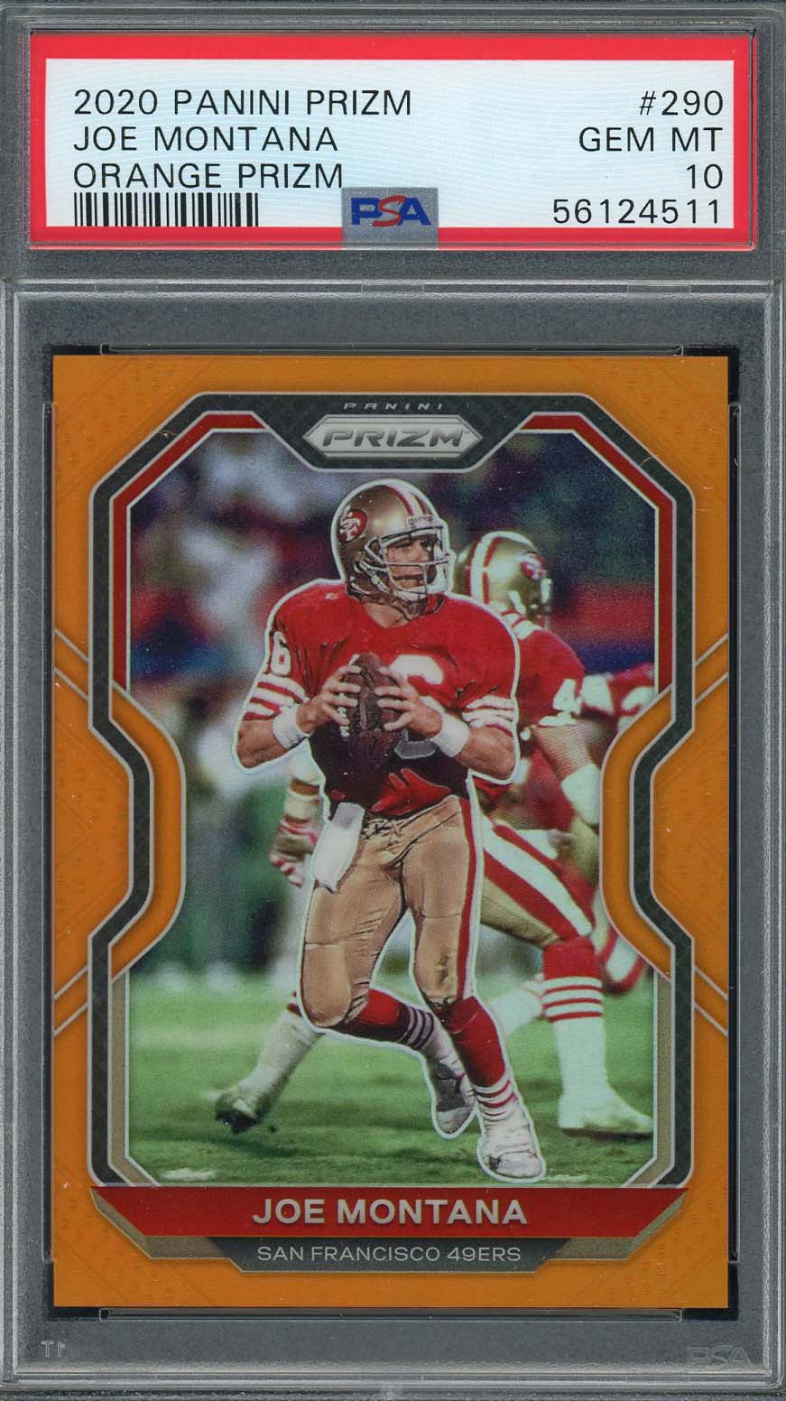 Joe Montana 2020 Panini Prizm Orange Football Card #290 Graded PSA 10 /249 Joe Montana 2020 Panini Prizm Orange Football Card #290 Graded PSA 10 /249