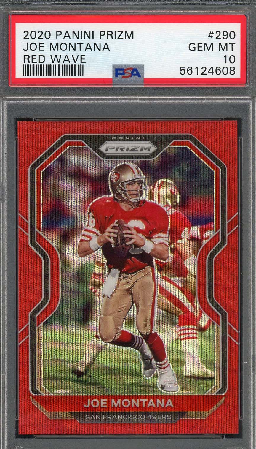 Joe Montana 2020 Panini Red Wave Prizm Football Card #290 Graded PSA 10 /149 Joe Montana 2020 Panini Red Wave Prizm Football Card #290 Graded PSA 10 /149