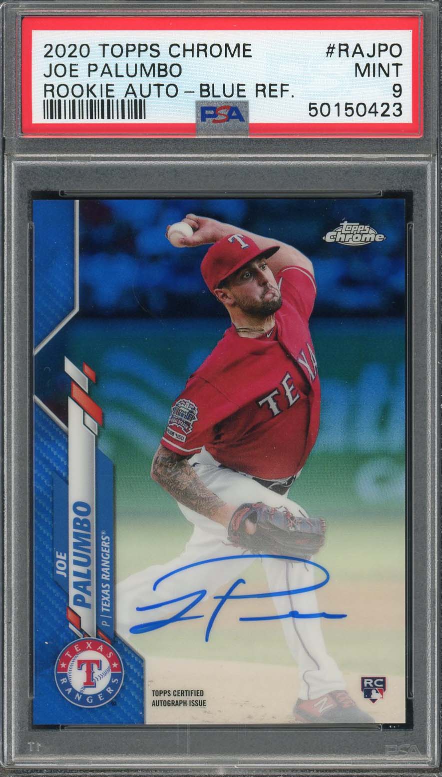 Joe Palumbo 2020 Topps Chrome Rookie Auto Blue Refractor Card #RAJPO PSA 9 /150