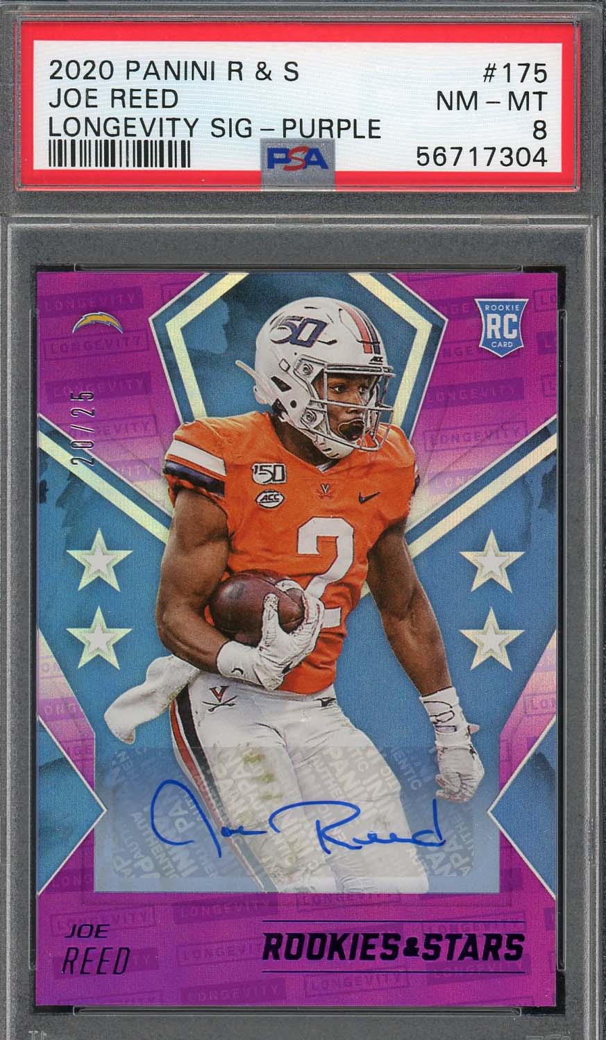 Joe Reed 2020 Panini Rookies & Stars Autographed Card #176 Graded PSA 8 /25 Joe Reed 2020 Panini Rookies & Stars Autographed Card #176 Graded PSA 8 /25