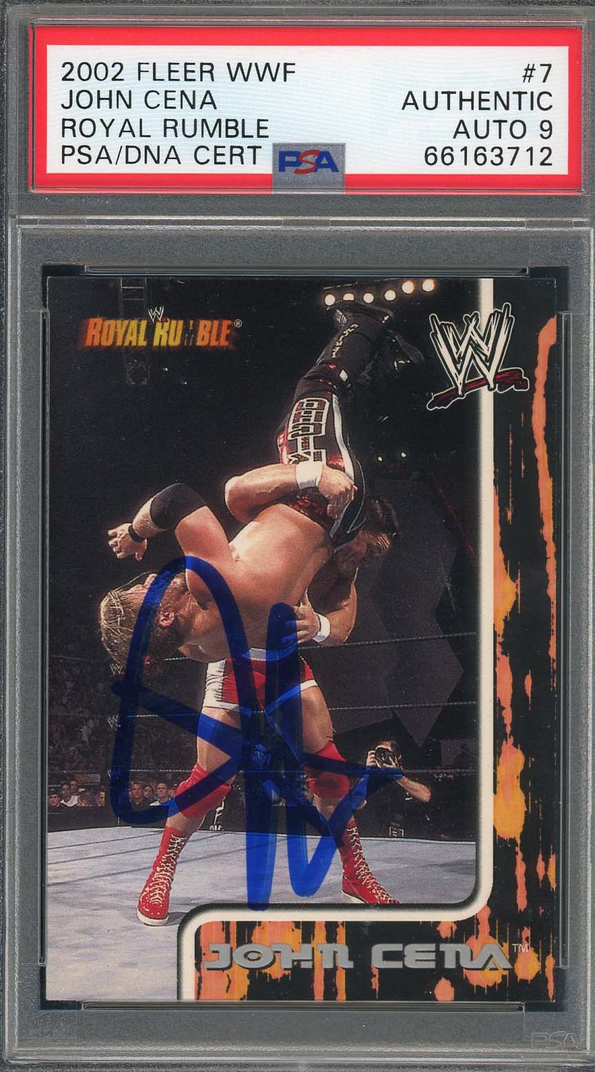 John Cena Autographed 2002 Fleer WWF Signed Rookie Card #7 Auto Graded PSA 9