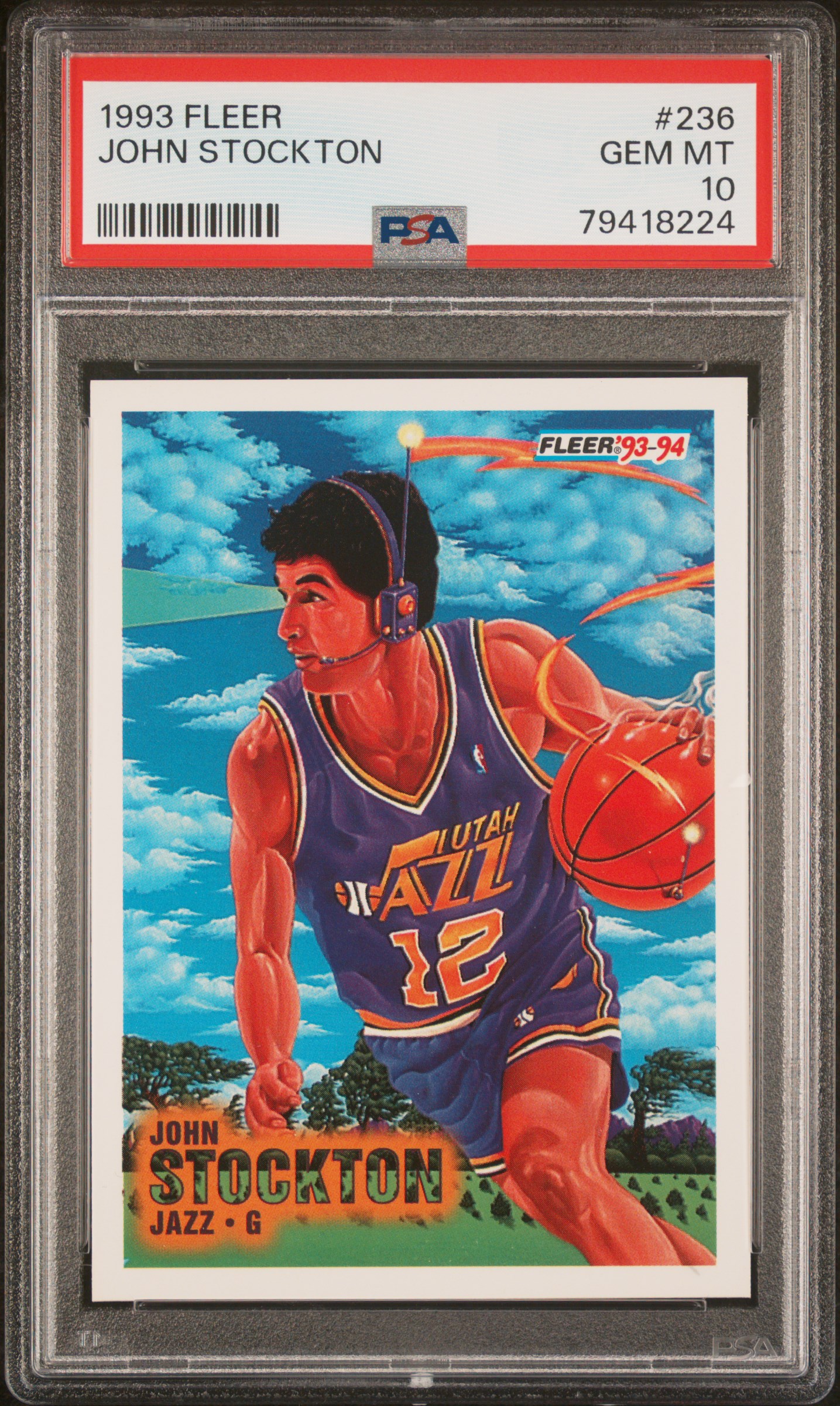 John Stockton 1993 Fleer Basketball Card #236 Graded PSA 10