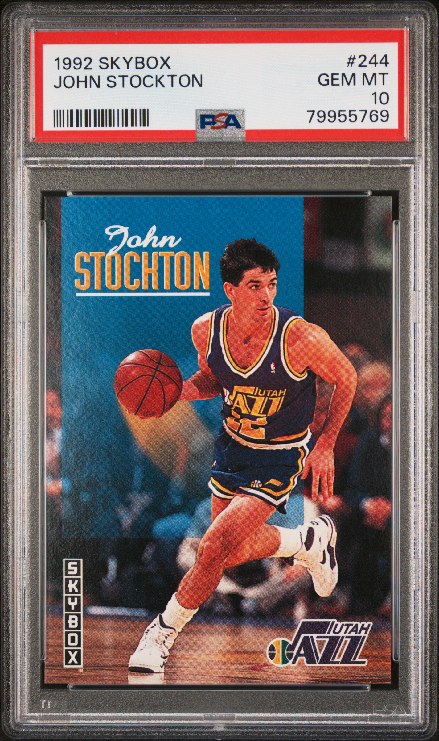 John Stockton 1992 Skybox Basketball Card #244 Graded PSA 10