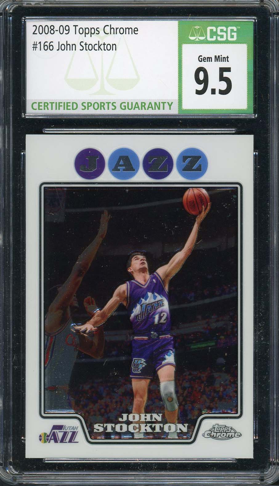 John Stockton 2008-09 Topps Chrome Basketball Card #166 Graded CSG 9.5