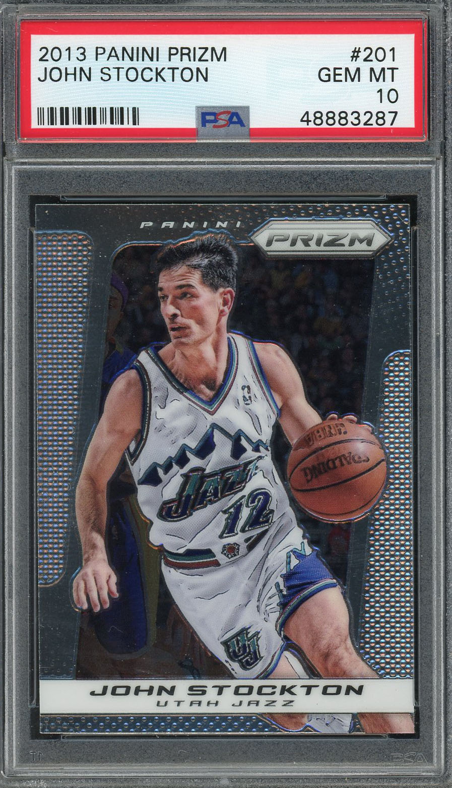John Stockton 2013 Panini Prizm Basketball Card #201 Graded PSA 10 GEM MINT
