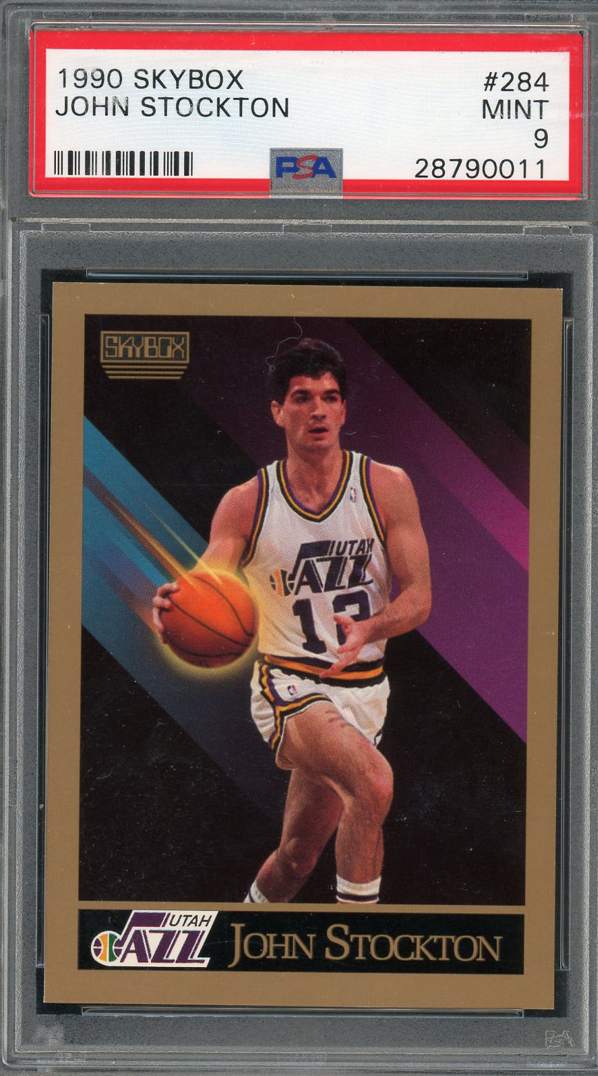 John Stockton 1990 Skybox Basketball Card #284 Graded PSA 9 MINT