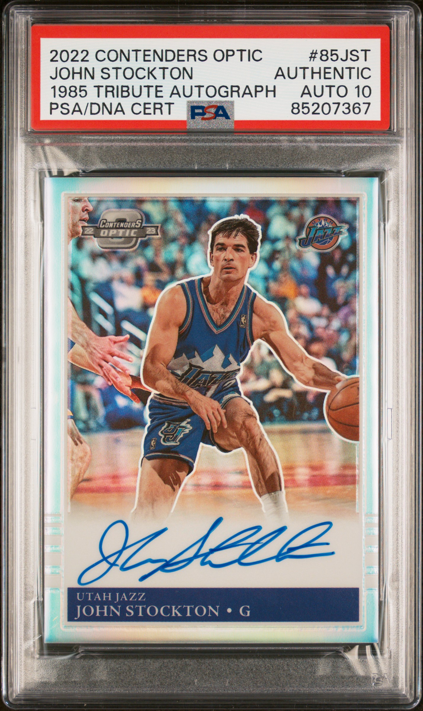 John Stockton 2022 Panini Contenders Optic Signed Card #85JST Auto Graded PSA 10