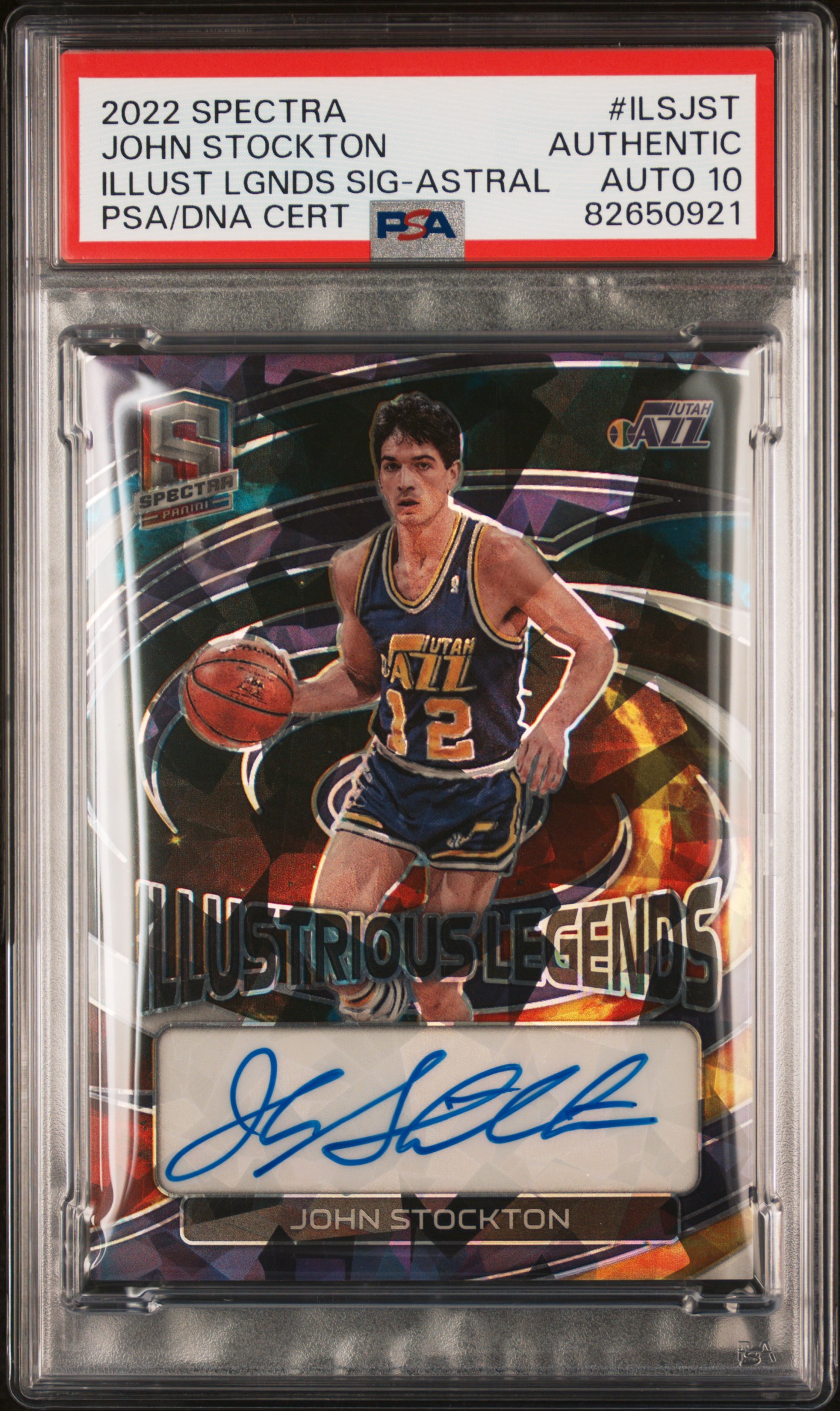 John Stockton 2022 Panini Spectra Signed Card #ILSJST Auto Graded PSA 10 16/49