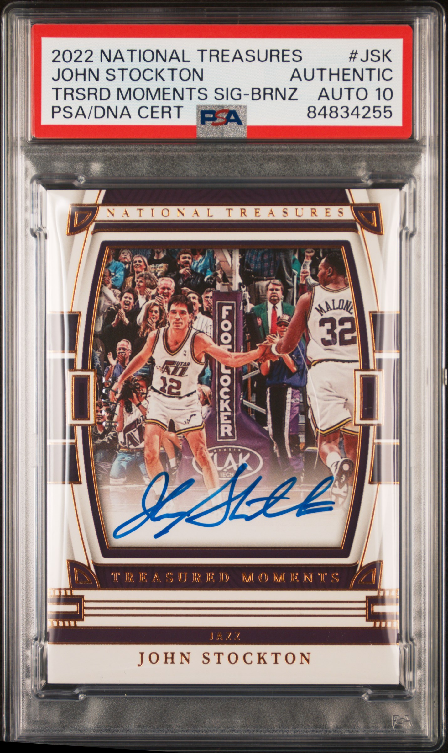 John Stockton 2022 Panini National Treasures Signed Card #JSK Auto PSA 10 7/25
