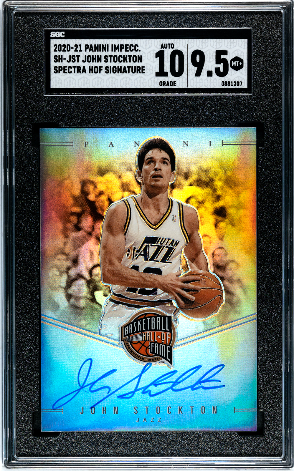 John Stockton Autographed 2020 Panini Impeccable Signed Card Graded SGC 9.5
