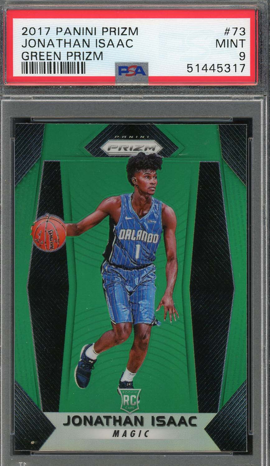 Jonathan Isaac 2017 Panini Prizm Green Basketball Rookie Card #73 PSA 9