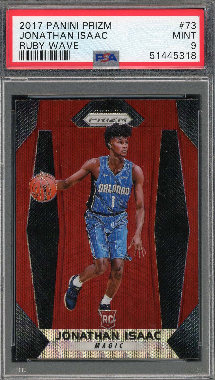 Jonathan Isaac 2017 Panini Prizm Ruby Wave Basketball Rookie Card #73 PSA 9