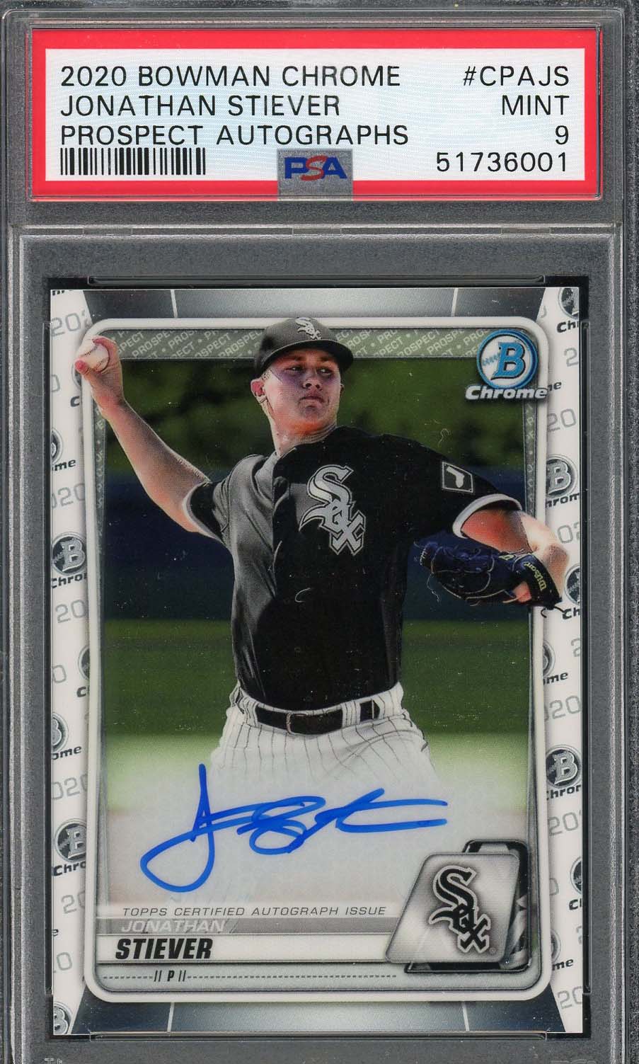 Jonathan Stiever 2020 Bowman Chrome Prospect Auto Rookie Card #CPAJS PSA 9