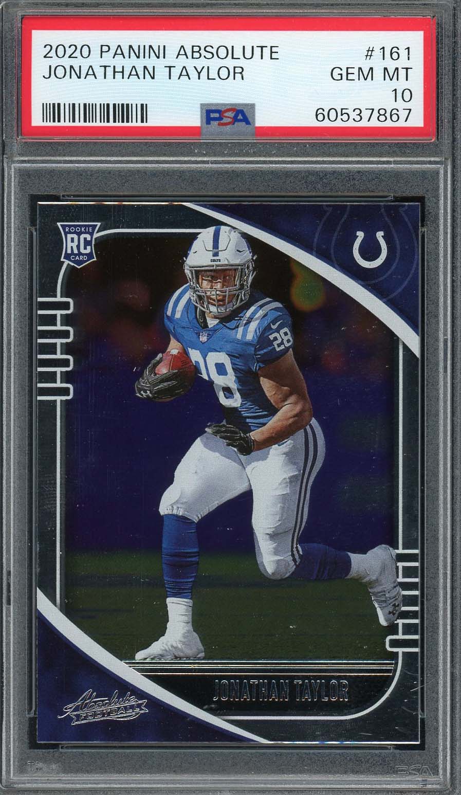 Jonathan Taylor 2020 Panini Absolute Rookie Card #161 Graded PSA 10