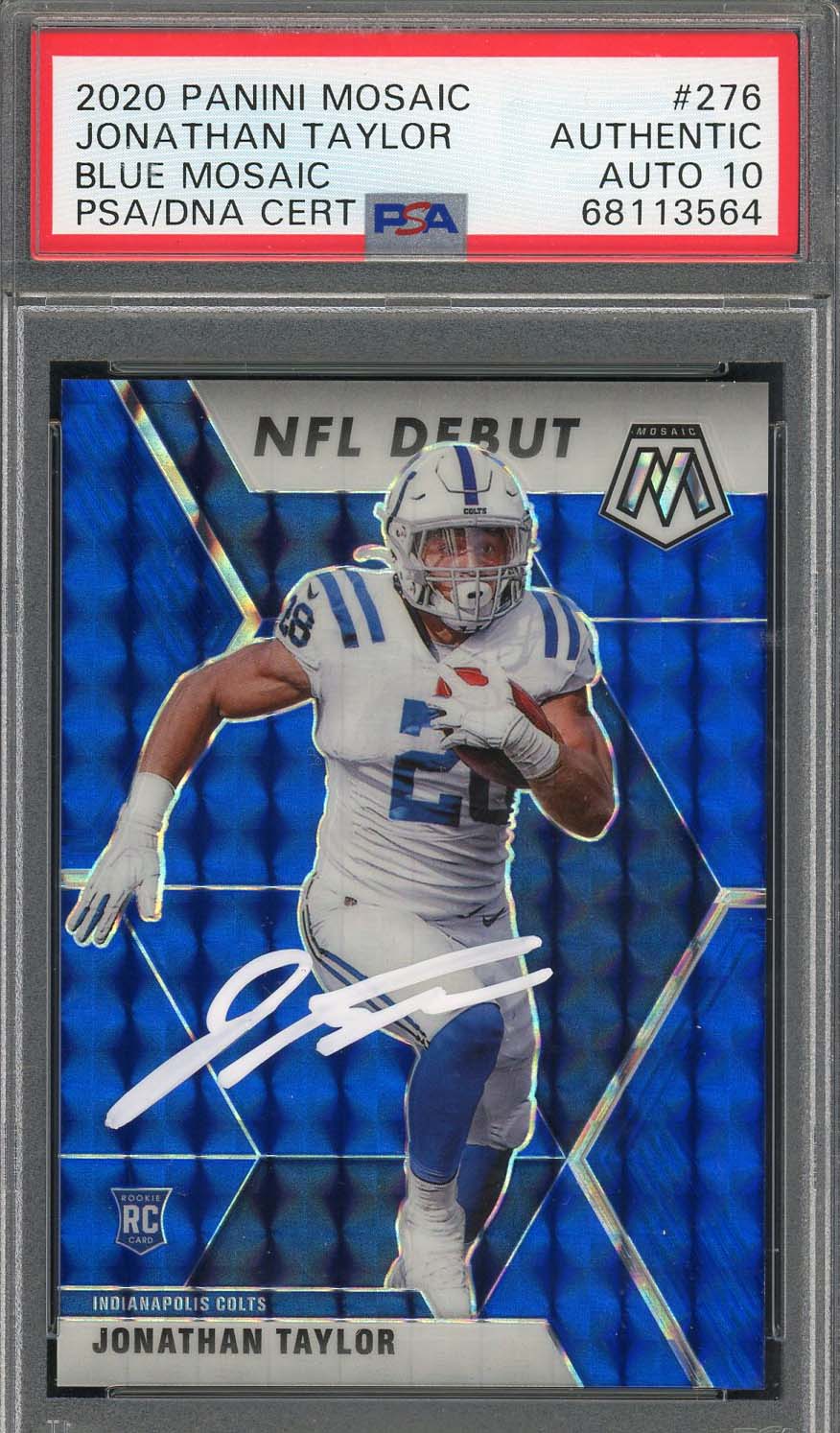 Jonathan Taylor 2020 Panini Blue Mosaic Signed Rookie Card 276 Auto PSA 10 67/99