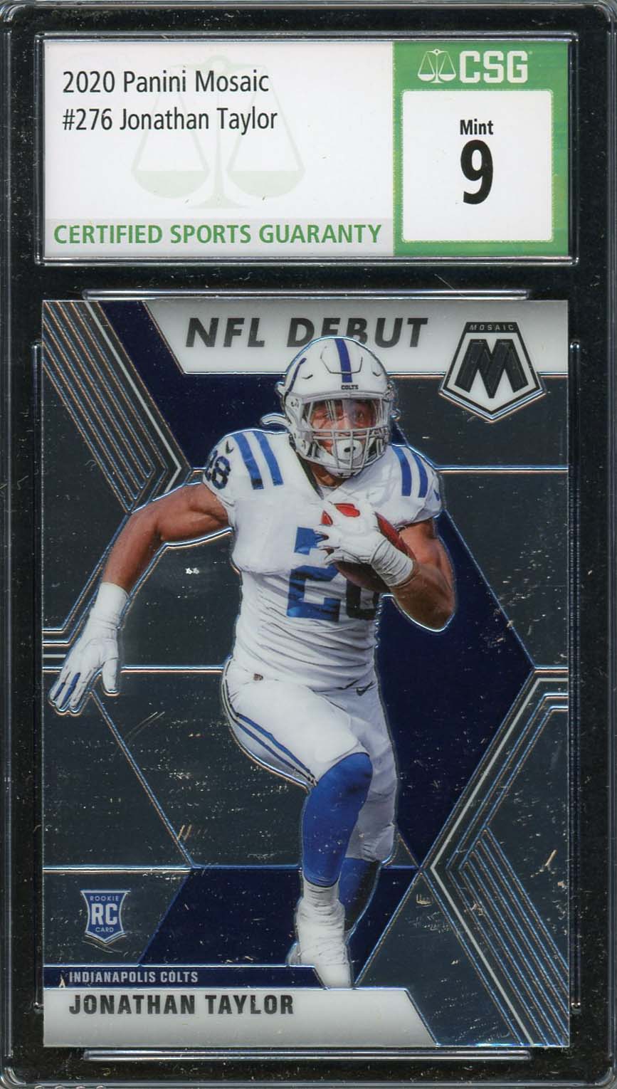 Jonathan Taylor 2020 Panini Mosaic Rookie Card #276 Graded CSG 9