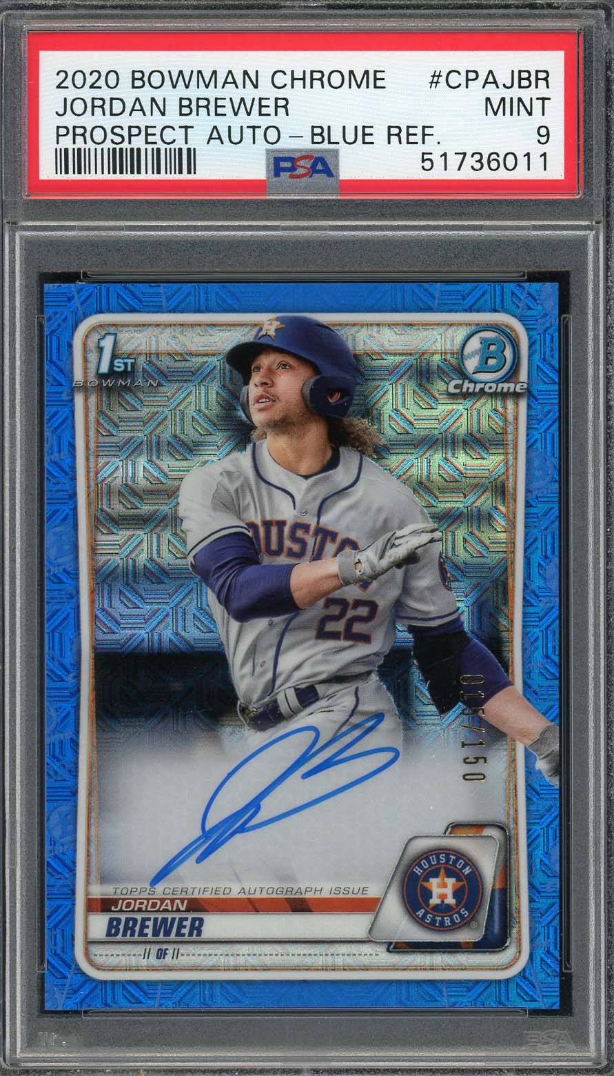 Jordan Brewer 2020 Bowman Chrome Autograph Blue Refractor Rookie Card PSA 9 /150 Jordan Brewer 2020 Bowman Chrome Autograph Blue Refractor Rookie Card PSA 9 /150
