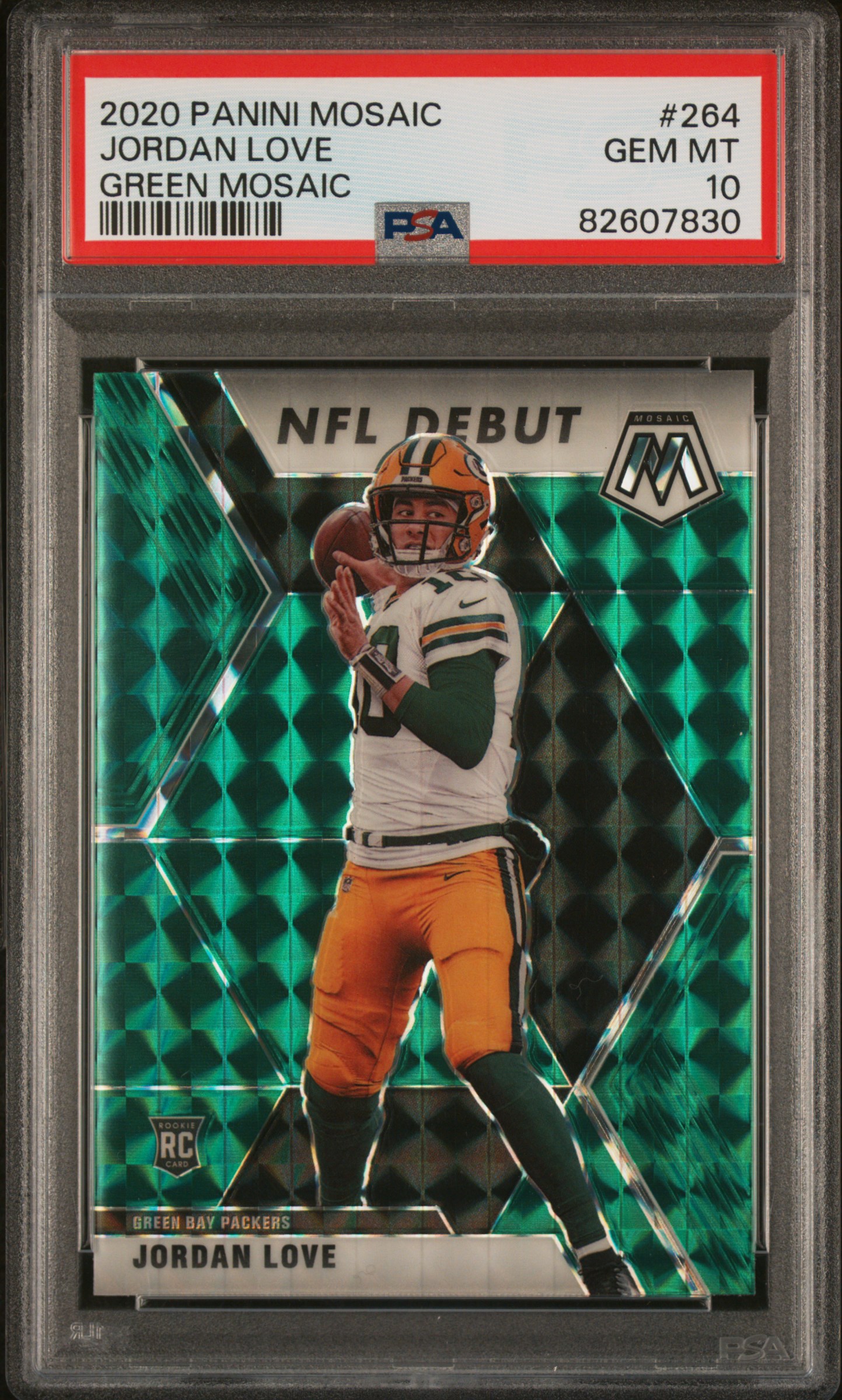 Jordan Love 2020 Panini Mosaic Green Football Rookie Card #264 Graded PSA 10