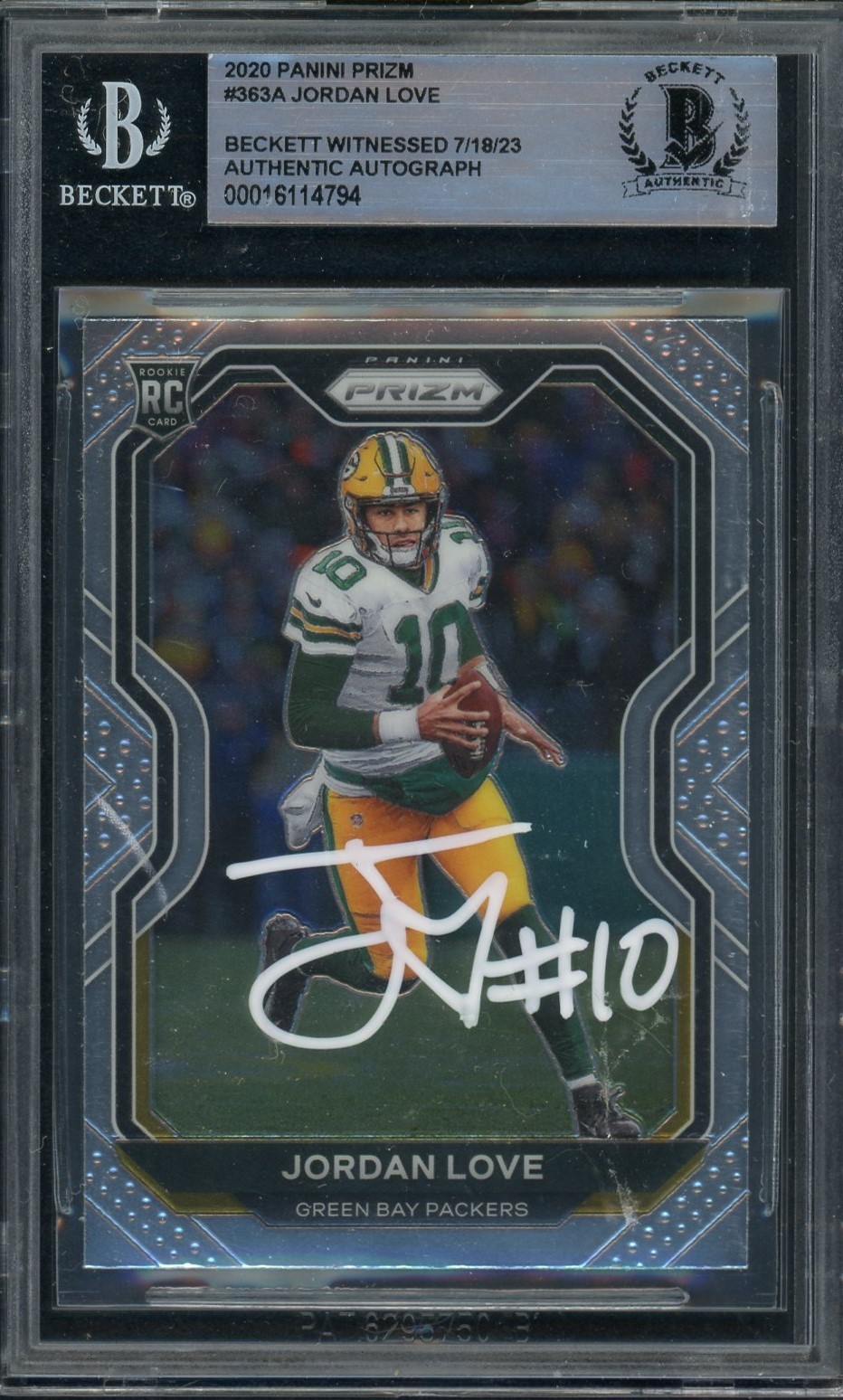 Jordan Love 2020 Panini Prizm Signed Football Rookie Card #363 Auto Beckett COA