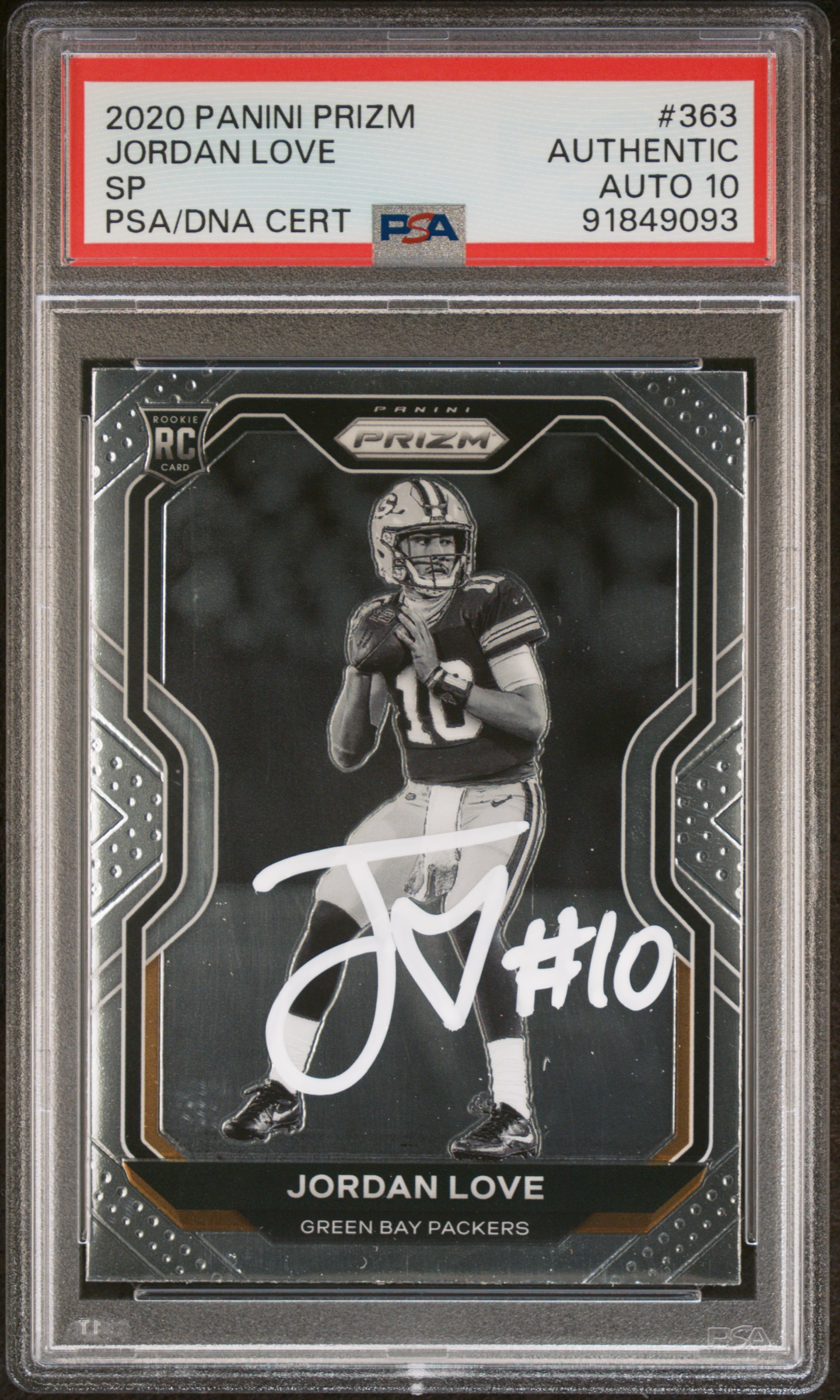 Jordan Love 2020 Panini Prizm SP Signed Rookie Card #363 Auto Graded PSA 10