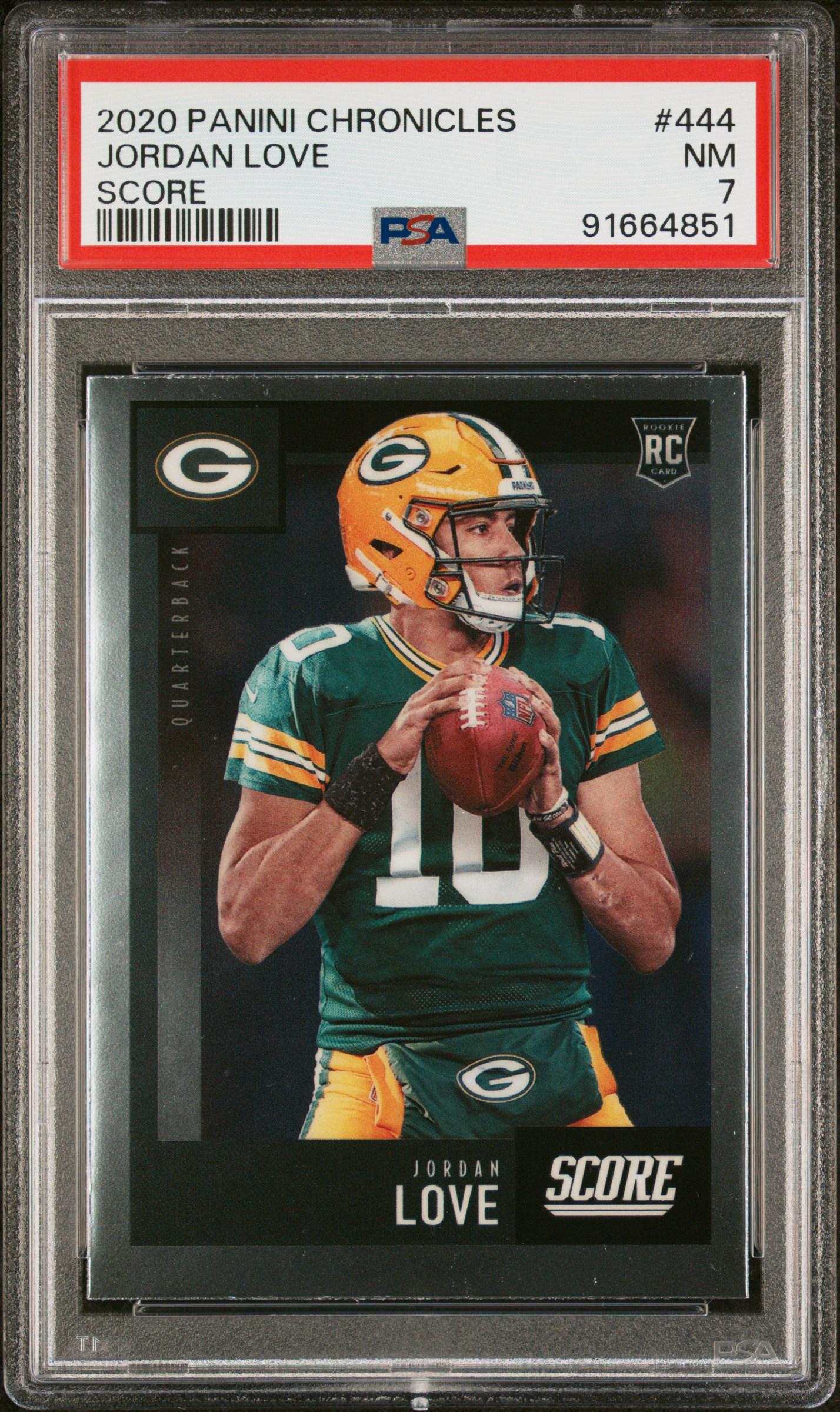 Jordan Love 2020 Panini Chronicles Football Rookie Card #444 Graded PSA 7