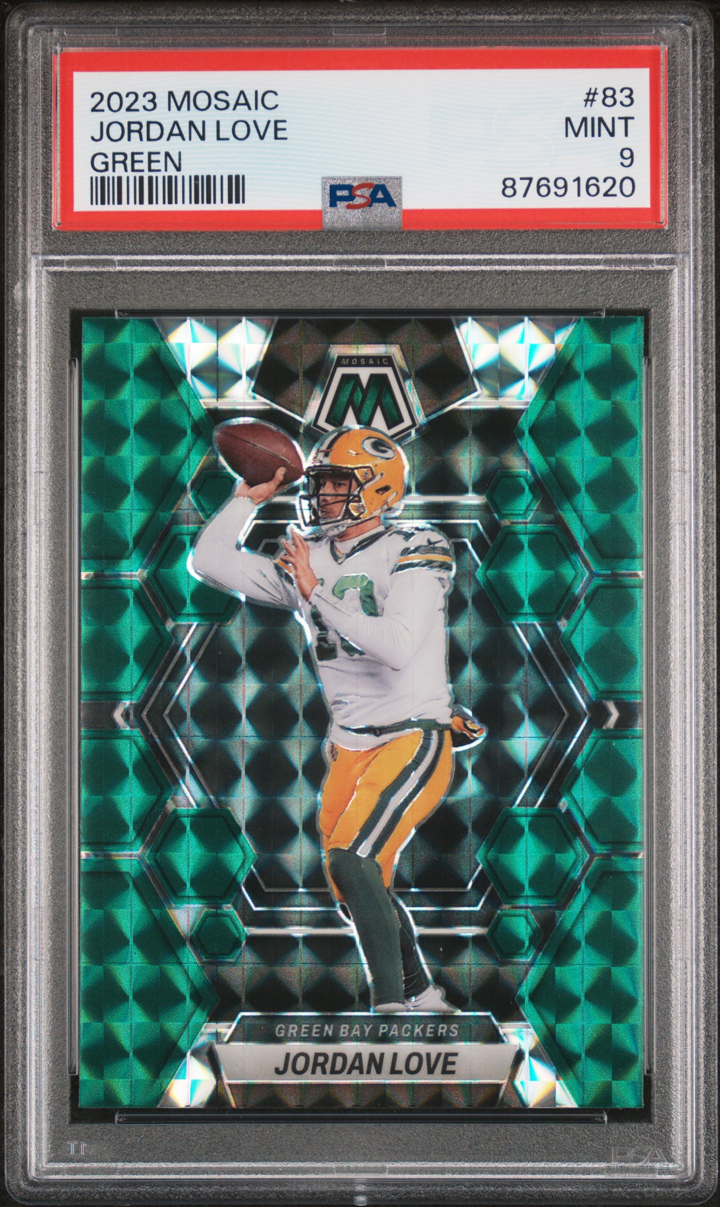 Jordan Love 2023 Panini Mosaic Green Football Card #83 Graded PSA 9