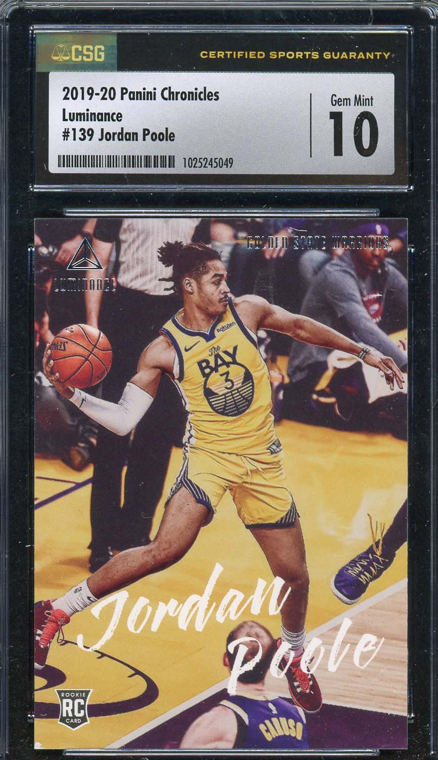 Jordan Poole 2019 Panini Chronicles Basketball Rookie Card #139 Graded CSG 10 Jordan Poole 2019 Panini Chronicles Basketball Rookie Card #139 Graded CSG 10