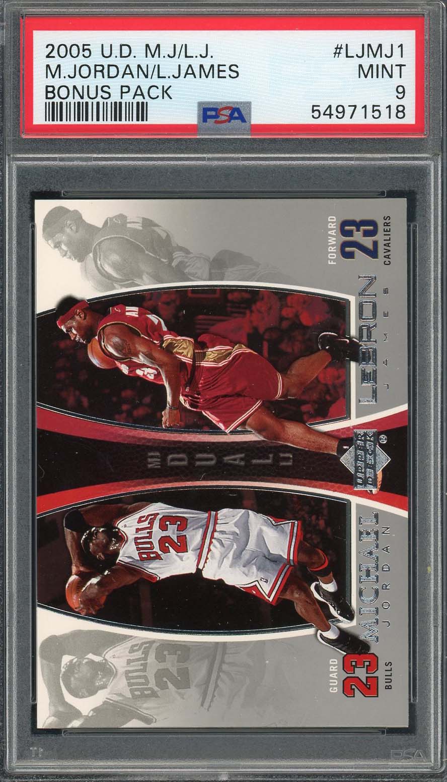 Michael Jordan Lebron James 2005 Upper Deck Basketball Card #LJMJ1 Graded PSA 9