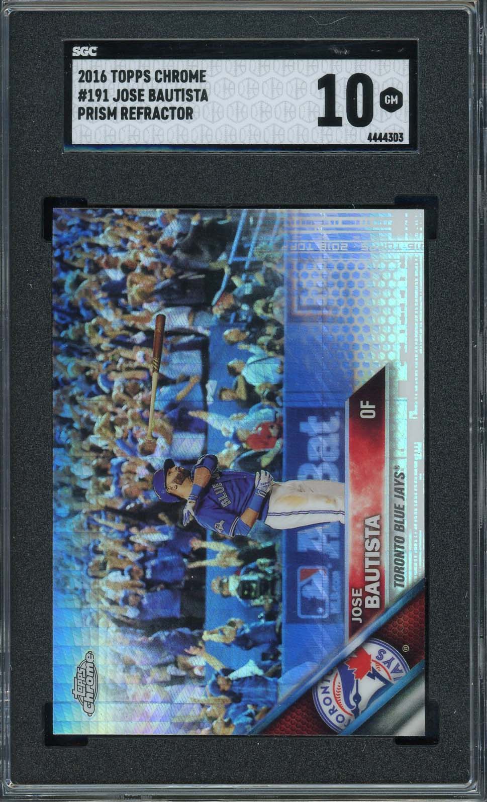 Jose Bautista 2016 Topps Chrome Prism Refractor Bat Flip Card #191 SGC 10