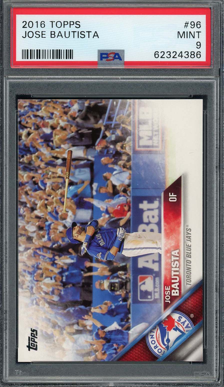 Jose Bautista 2016 Topps Bat Flip Baseball Card #96 Graded PSA 9 Jose Bautista 2016 Topps Bat Flip Baseball Card #96 Graded PSA 9