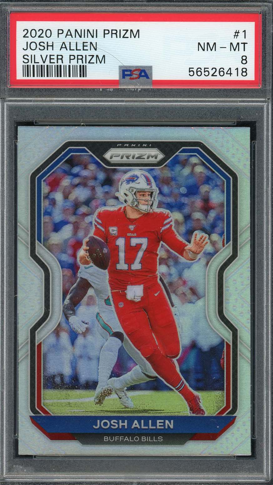Josh Allen 2020 Panini Silver Prizm Football Card #1 Graded PSA 8