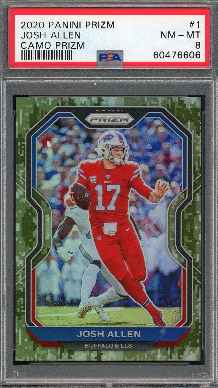Josh Allen 2020 Panini Prizm Camo Football Card #1 Graded PSA 8 /25