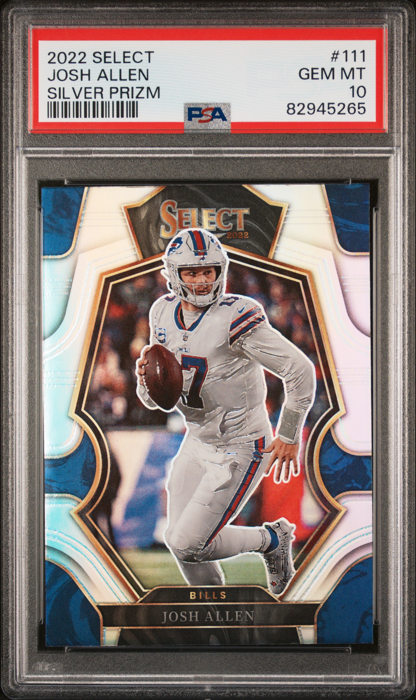 Josh Allen 2022 Panini Select Silver Prizm Football Card #111 Graded PSA 10