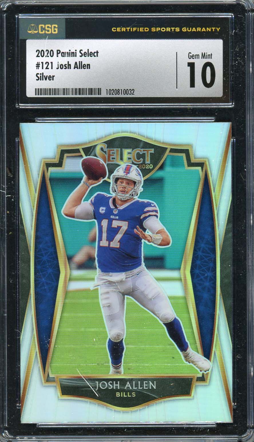Josh Allen 2020 Panini Select Silver Football Card #121 Graded New CSG 10
