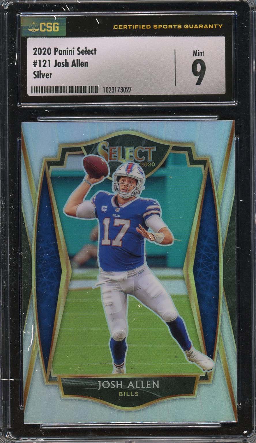 Josh Allen 2020 Panini Select Silver Football Card #121 Graded CSG 9