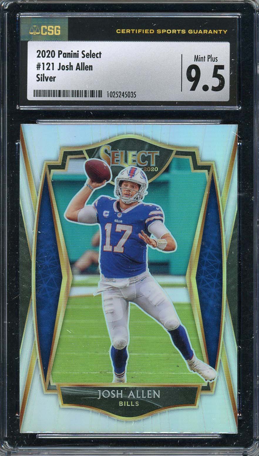 Josh Allen 2020 Panini Select Silver Football Card #121 Graded CSG 9.5 Josh Allen 2020 Panini Select Silver Football Card #121 Graded CSG 9.5