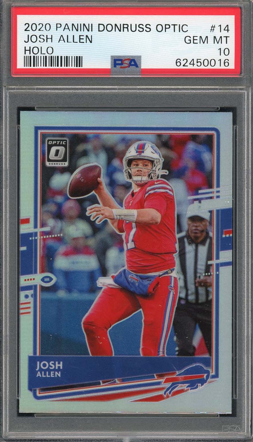Josh Allen 2020 Panini Donruss Optic Holo Football Card #14 Graded PSA 10