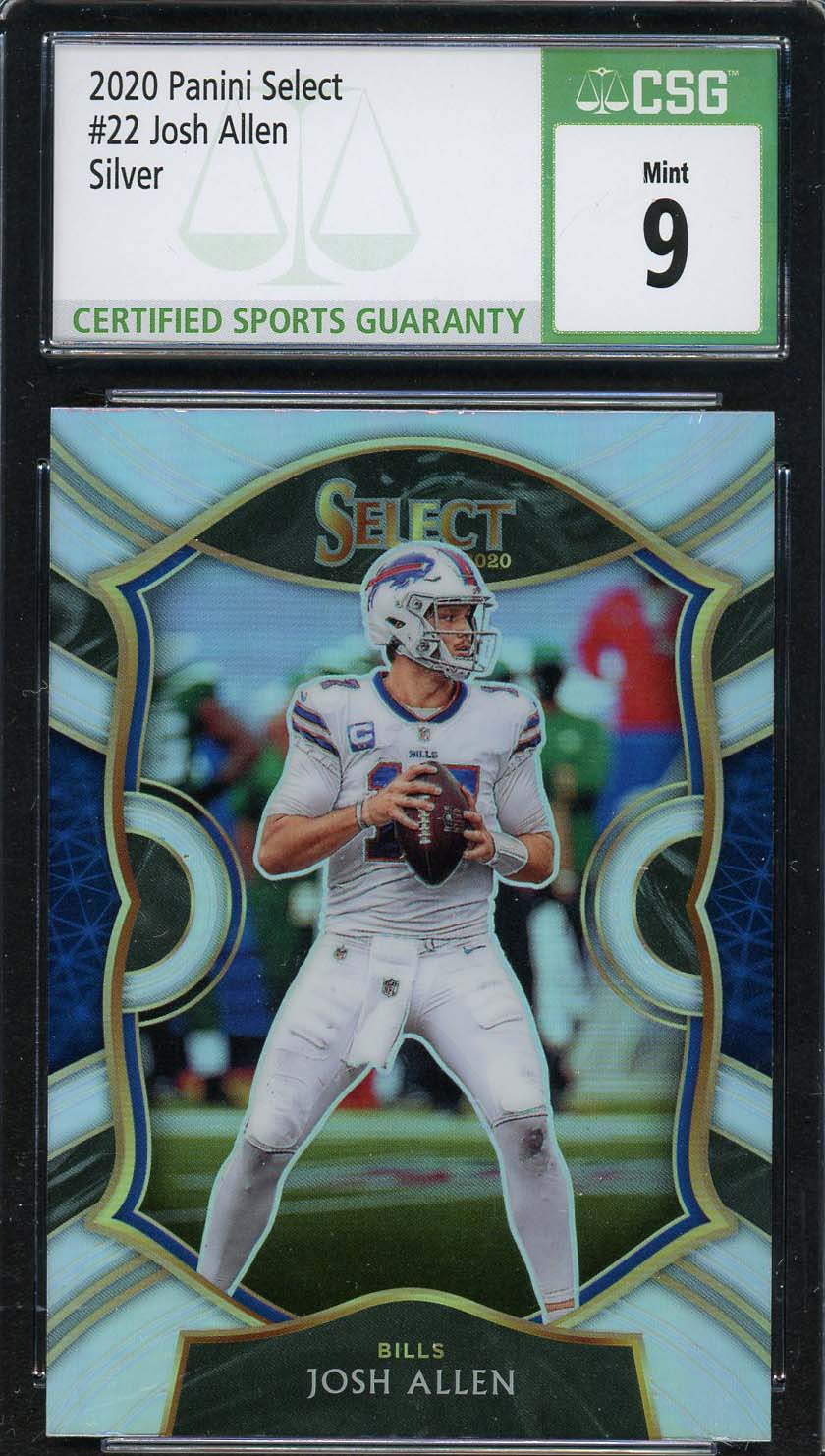 Josh Allen 2020 Panini Select Silver Football Card #22 Graded CSG 9