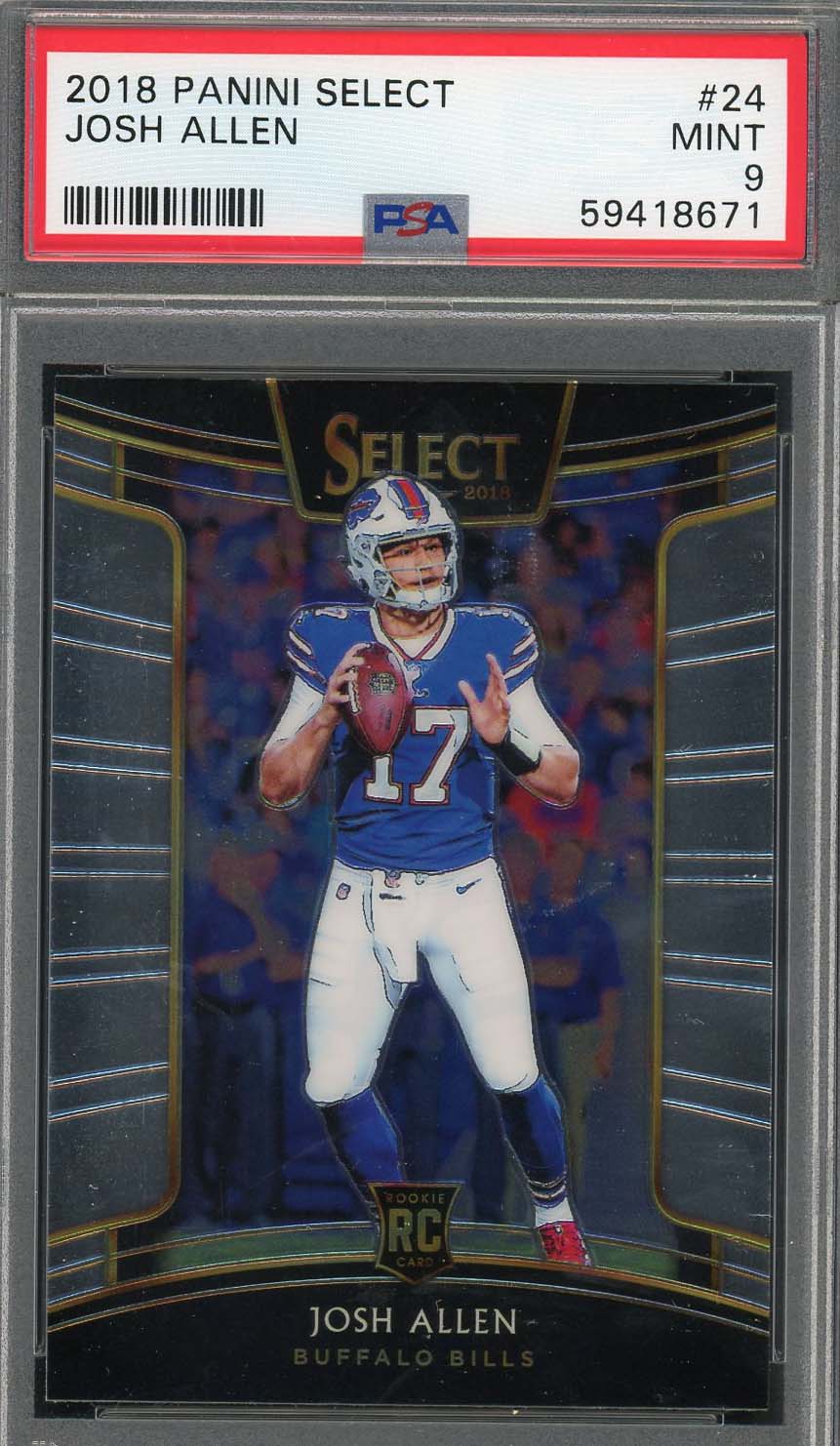 Josh Allen 2018 Panini Select Football Rookie Card #24 Graded PSA 9 Josh Allen 2018 Panini Select Football Rookie Card #24 Graded PSA 9