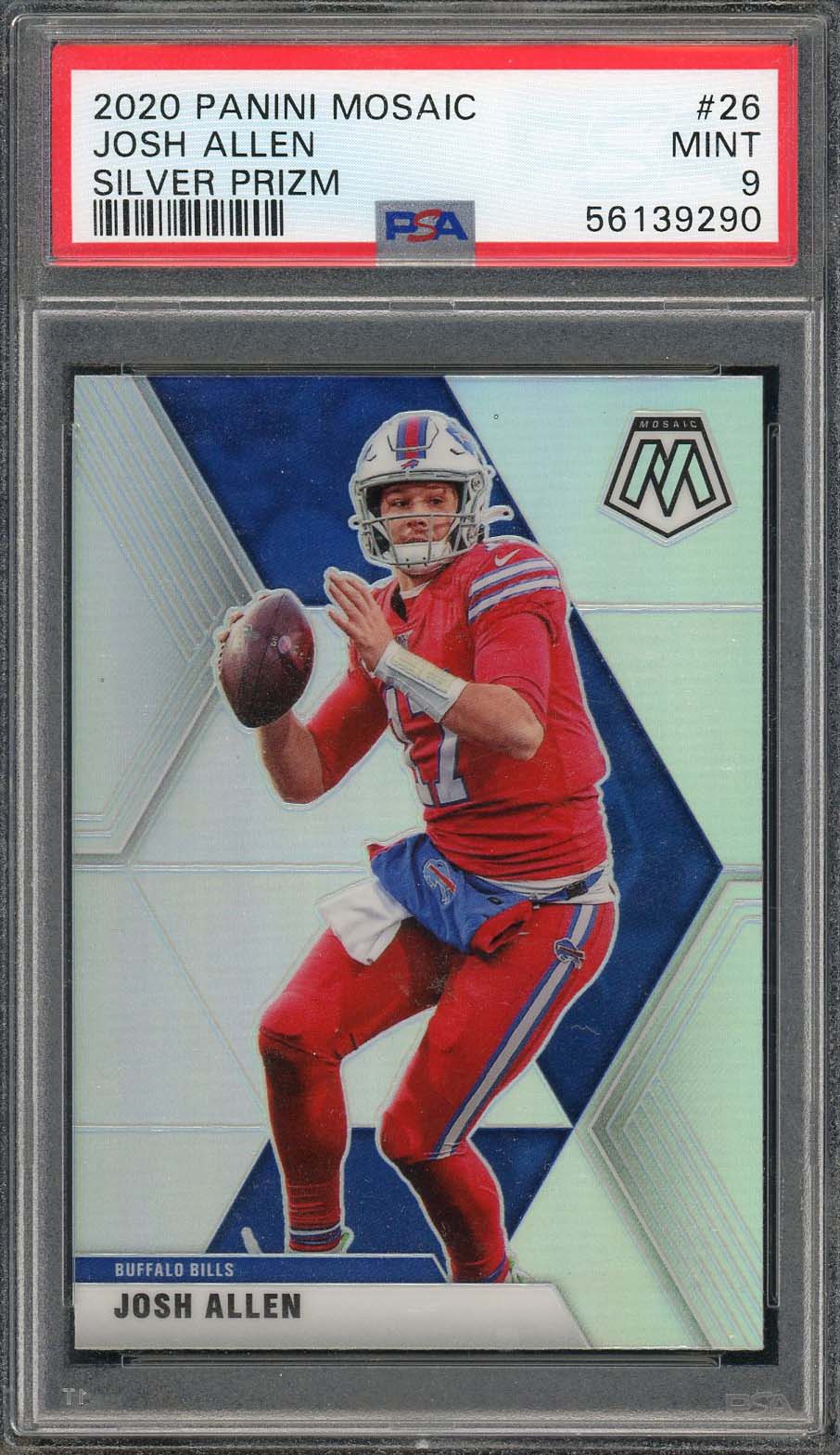 Josh Allen 2019 Panini Mosaic Silver Prizm Football Card #26 Graded PSA 9